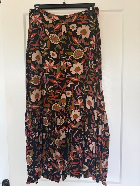 saltwater LUXE Dresses & Skirts - saltwater LUXE Black Floral Tiered Maxi Skirt with Pink & Olive Accents